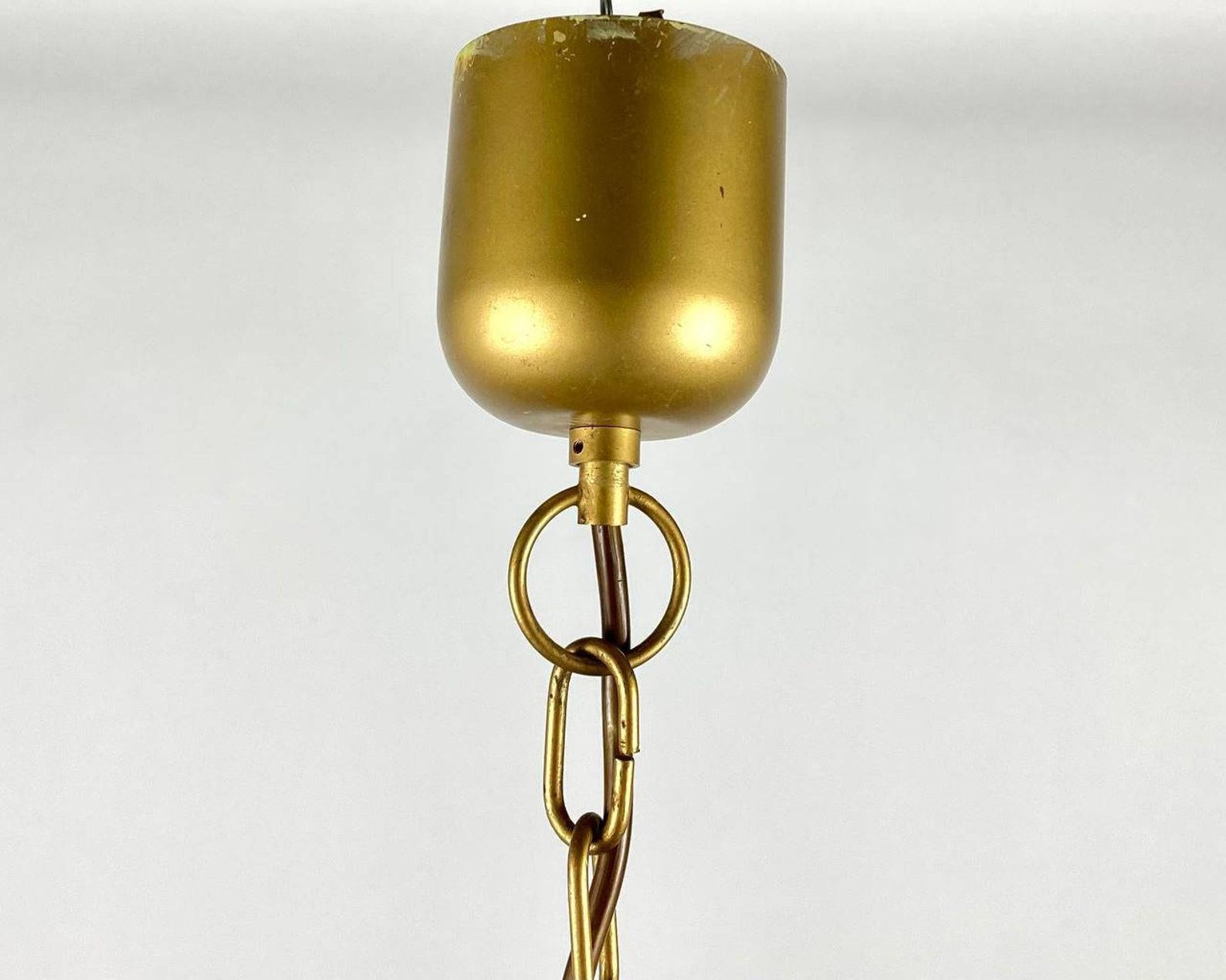 Stylish Smoky Glass & Gilt Brass Chandelier, Germany For Sale 2