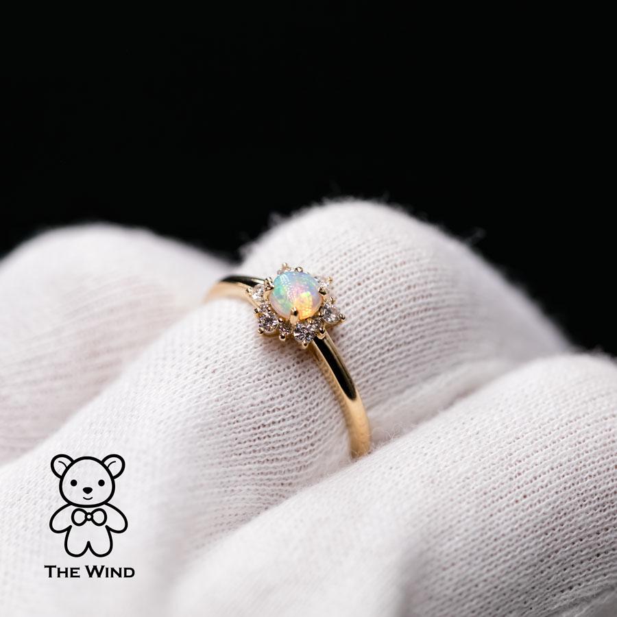 Stylish Snowflake Design Australian Solid Opal & Halo Diamond Engagement Wedding Ring 18K Yellow Gold.


Free Domestic USPS First Class Shipping! Free Gift Bag or Box with every order!

Opal—the queen of gemstones, is one of the most beautiful