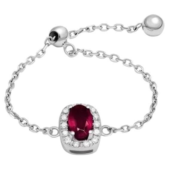 Stylish Soft Chain Modern Diamond Ruby White 14k Gold Ring for Her For Sale