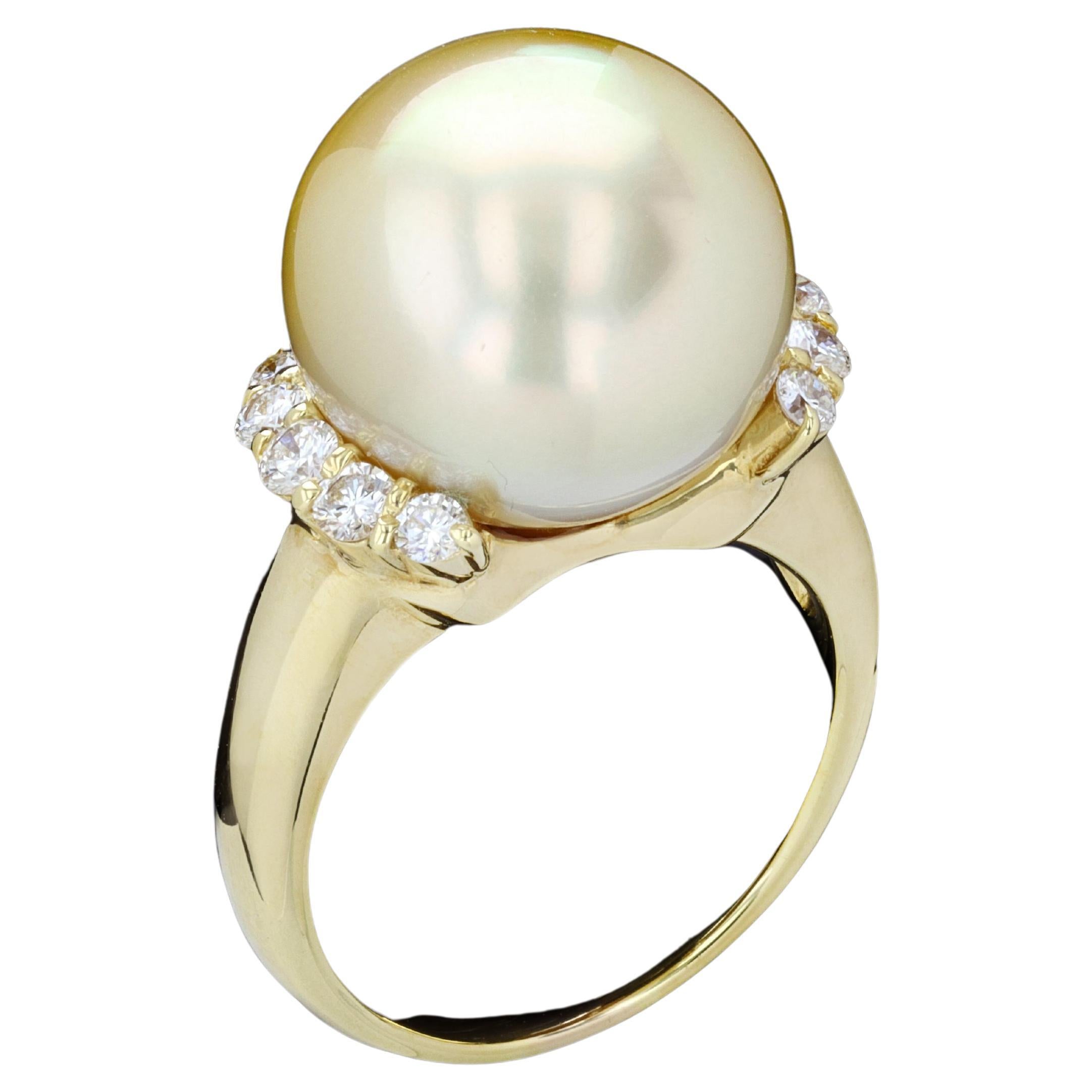 Stylish South Sea Pearl and Diamond Ring For Sale