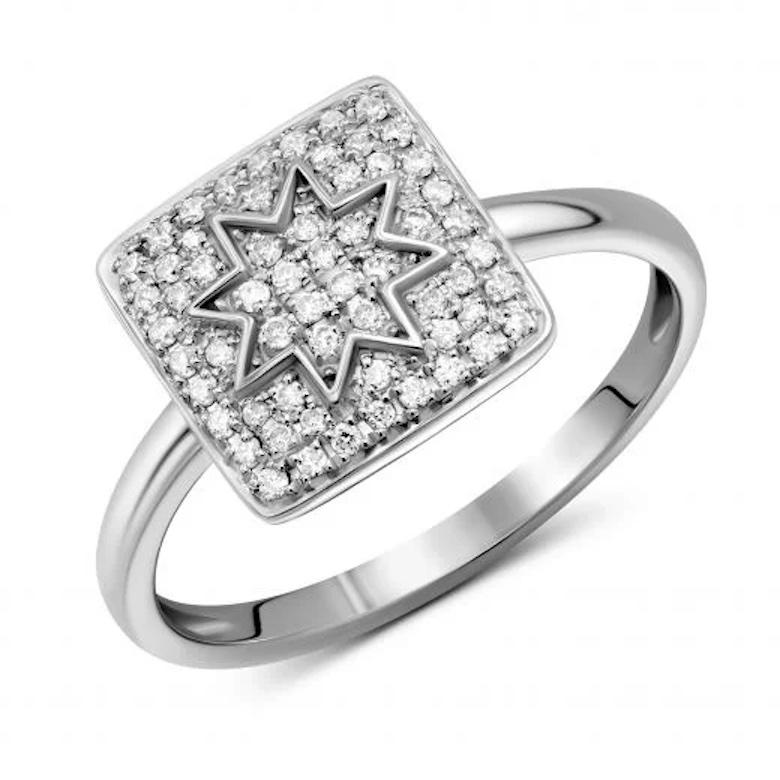 Baguette Cut Stylish Star White Diamond White Gold Ring for Her For Sale