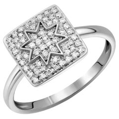 Stylish Star White Diamond White Gold Ring for Her