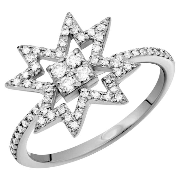 Stylish Star White Diamond White Gold Ring For Her For Sale