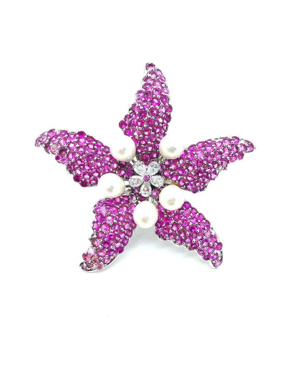 Stylish Sterling, Pink Starfish, Pendant or Broach In Good Condition In Aliso Viejo, CA