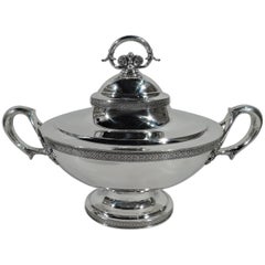 Stylish Sterling Silver Covered Soup Tureen by Tiffany