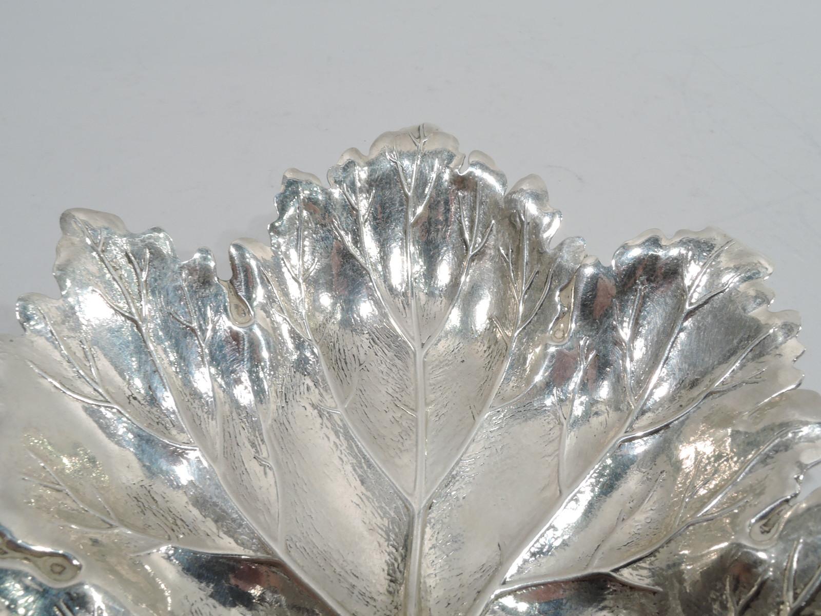 Modern Stylish Sterling Silver Leaf Dish by Buccellati