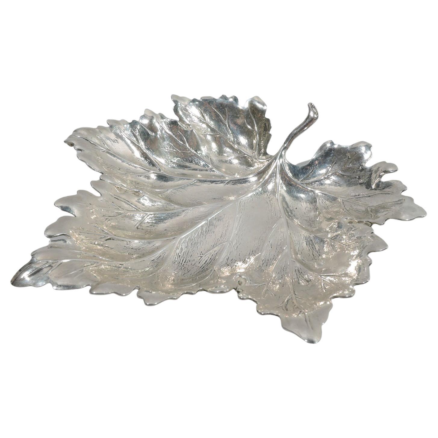 Stylish Sterling Silver Leaf Dish by Buccellati