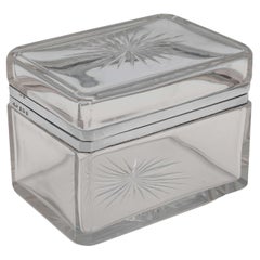 Stylish Sterling Silver Mounted Glass Table Box with Hinged Lid, Made in 1911