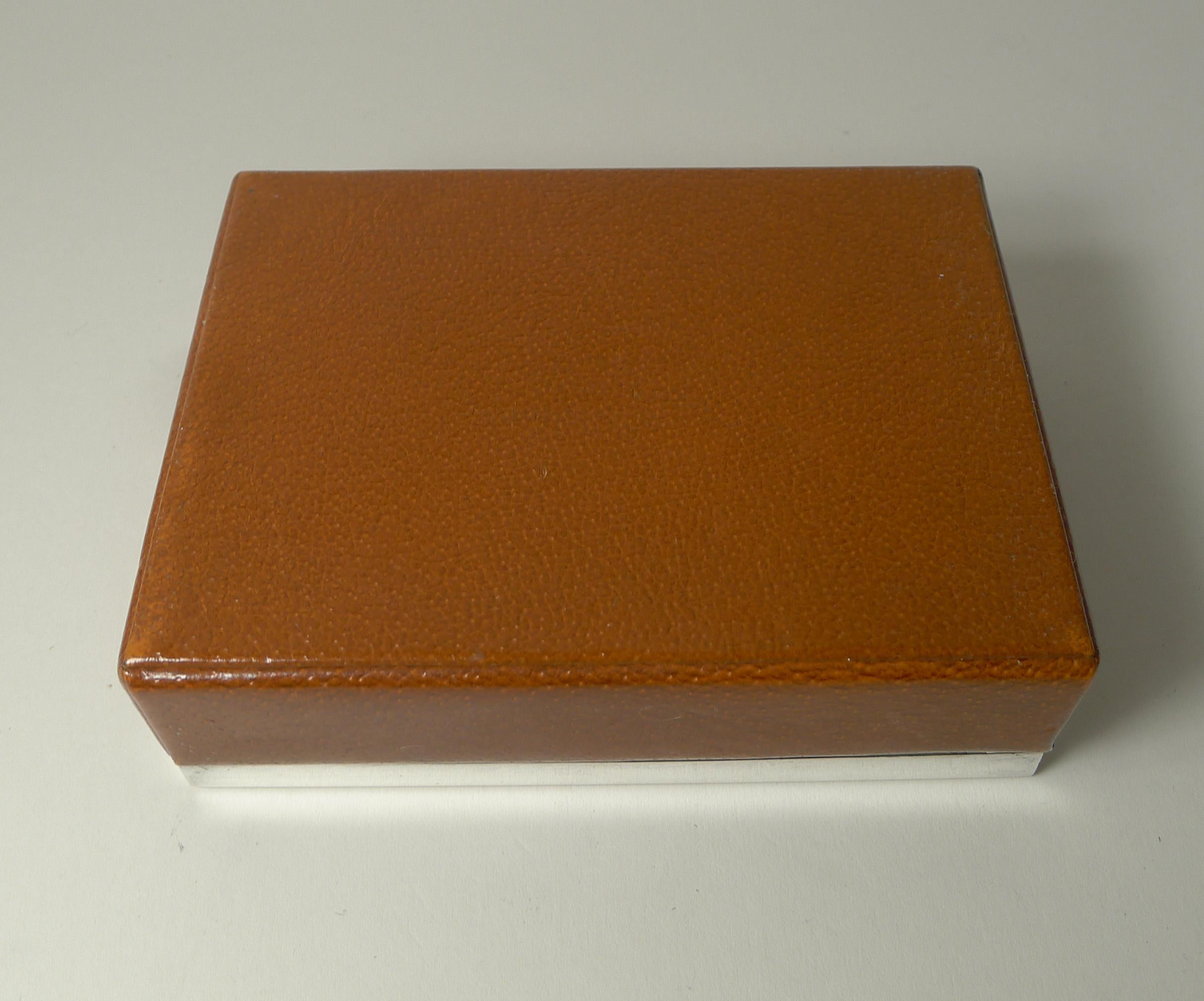 Stylish Sterling Silver, Shagreen and Leather Box, c.1950 In Good Condition In Bath, GB