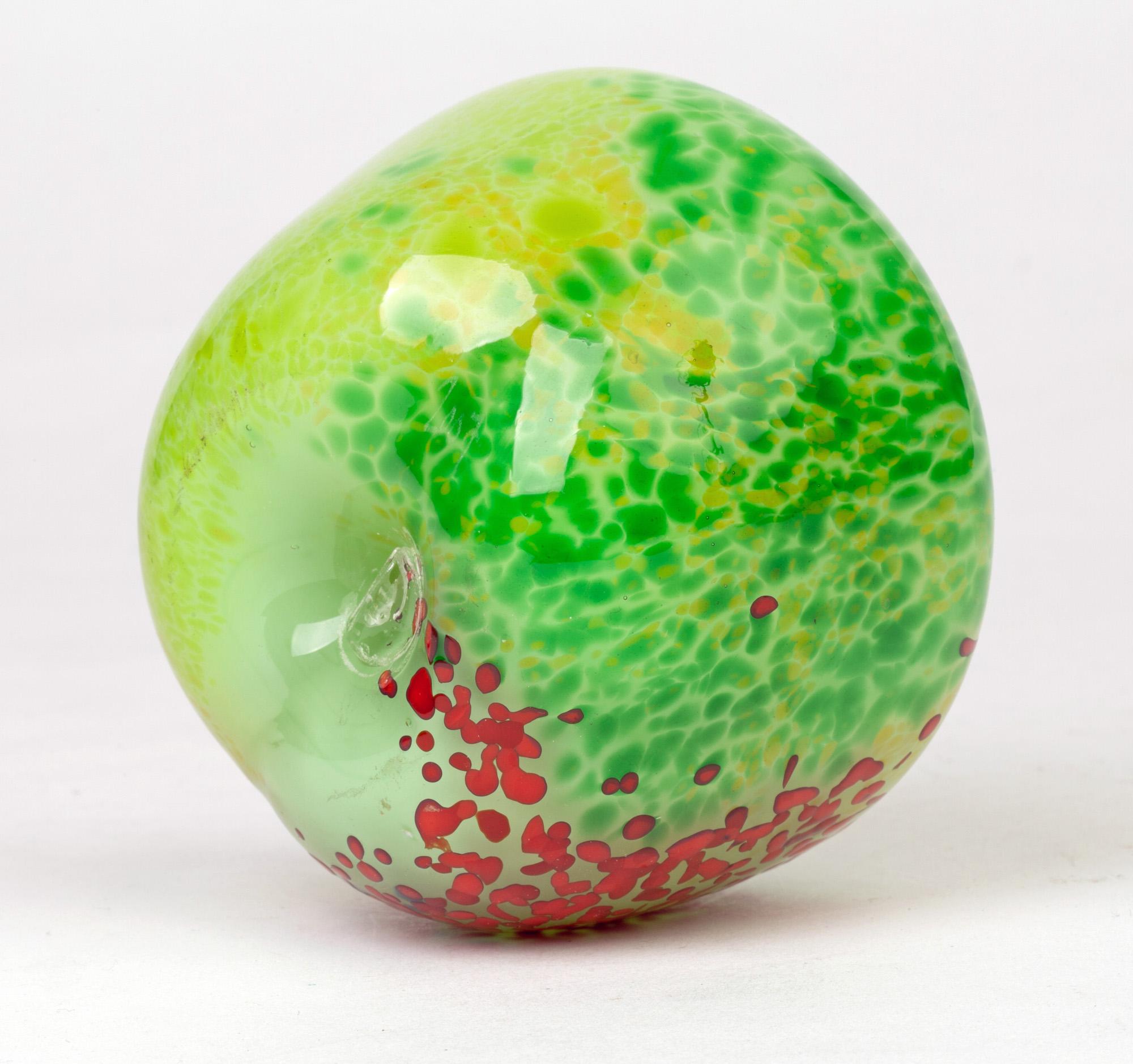 Hand-Crafted Stylish Studio Glass Possibly Italian Signed Apple Paperweight Dated 2007
