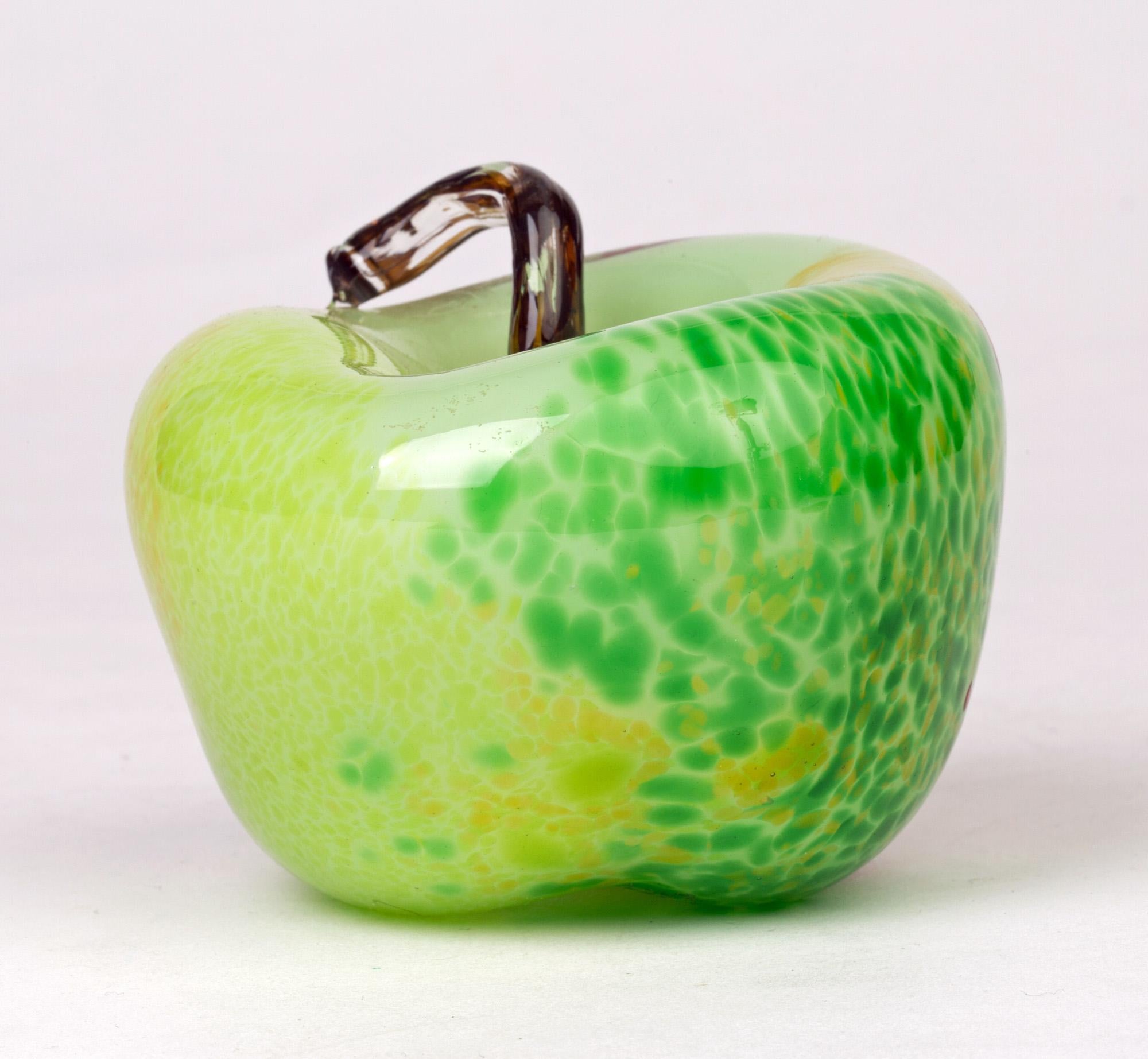 Stylish Studio Glass Possibly Italian Signed Apple Paperweight Dated 2007 2