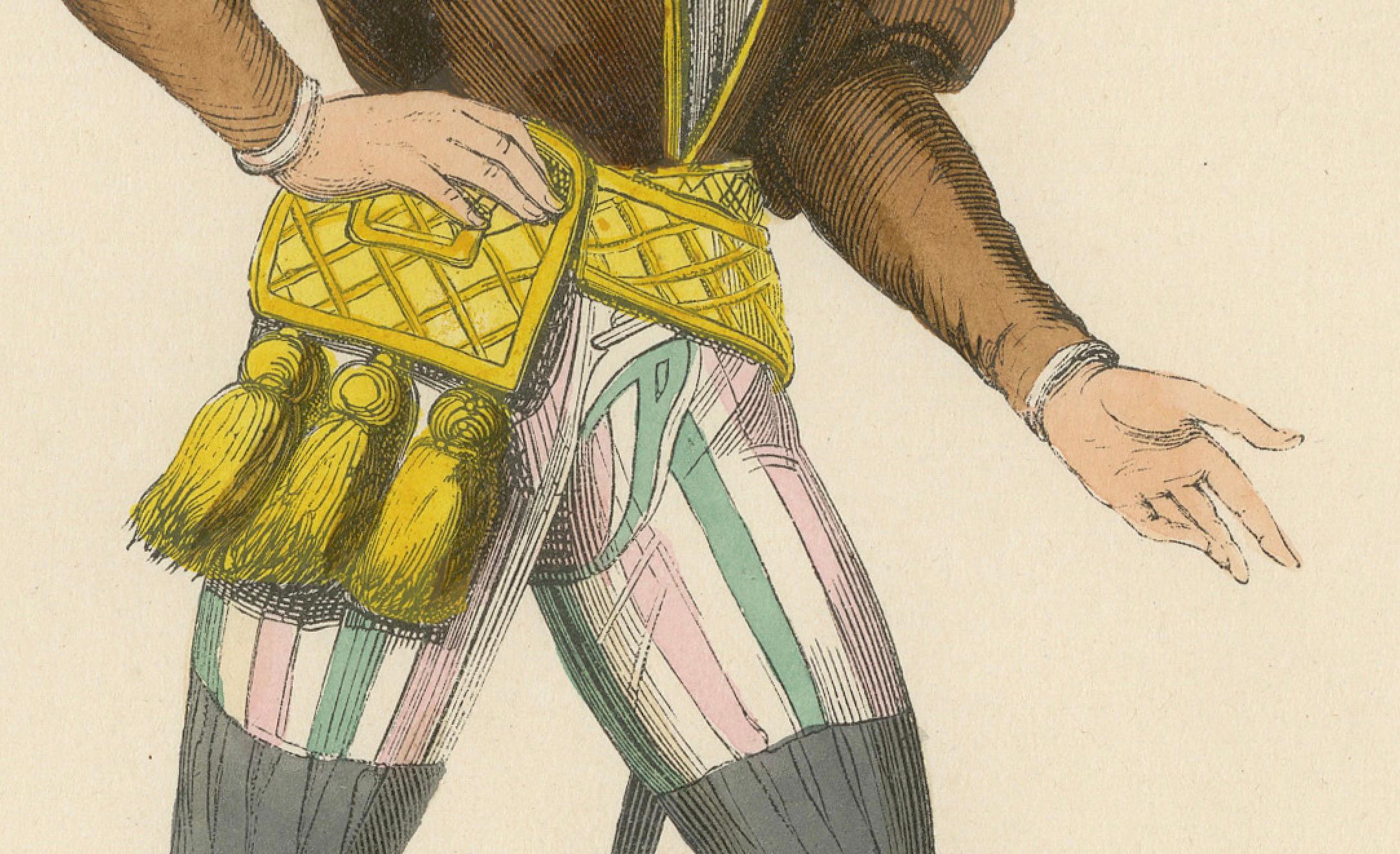 Stilvoller Swagger: Ein junger englischer Gentleman im Mittelalter, veröffentlicht 1847 im Zustand „Gut“ im Angebot in Langweer, NL