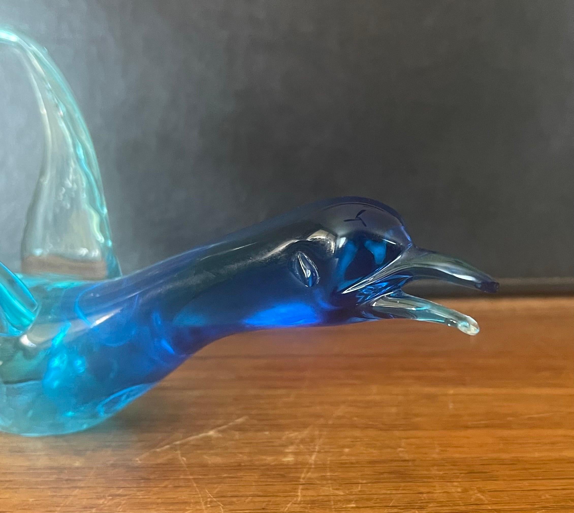 Stylish Swimming Swan Art Glass Sculpture by Murano Glass For Sale 4