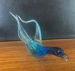 Stylish Swimming Swan Art Glass Sculpture by Murano Glass