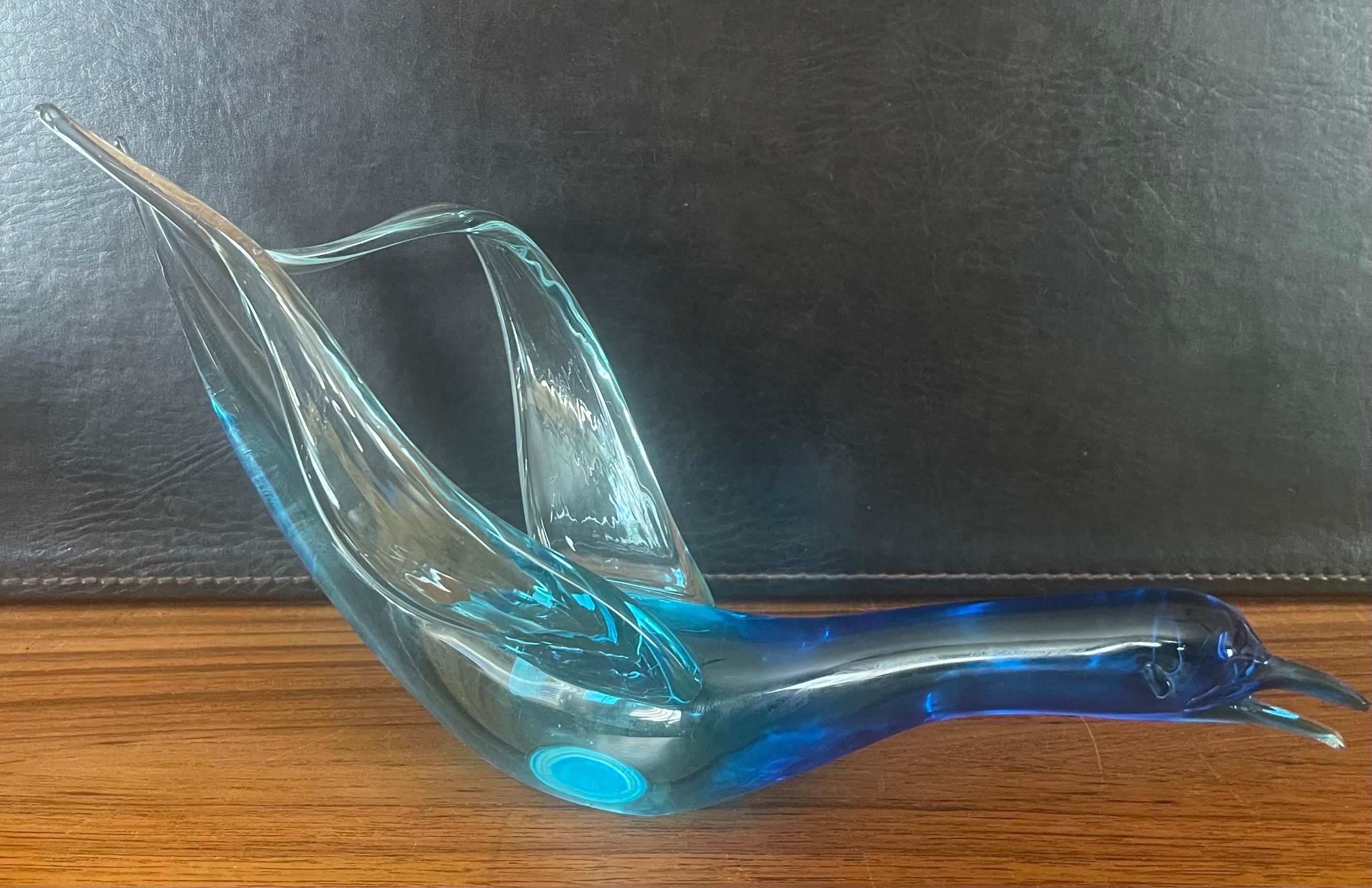 Mid-Century Modern Stylish Swimming Swan Art Glass Sculpture by Murano Glass For Sale