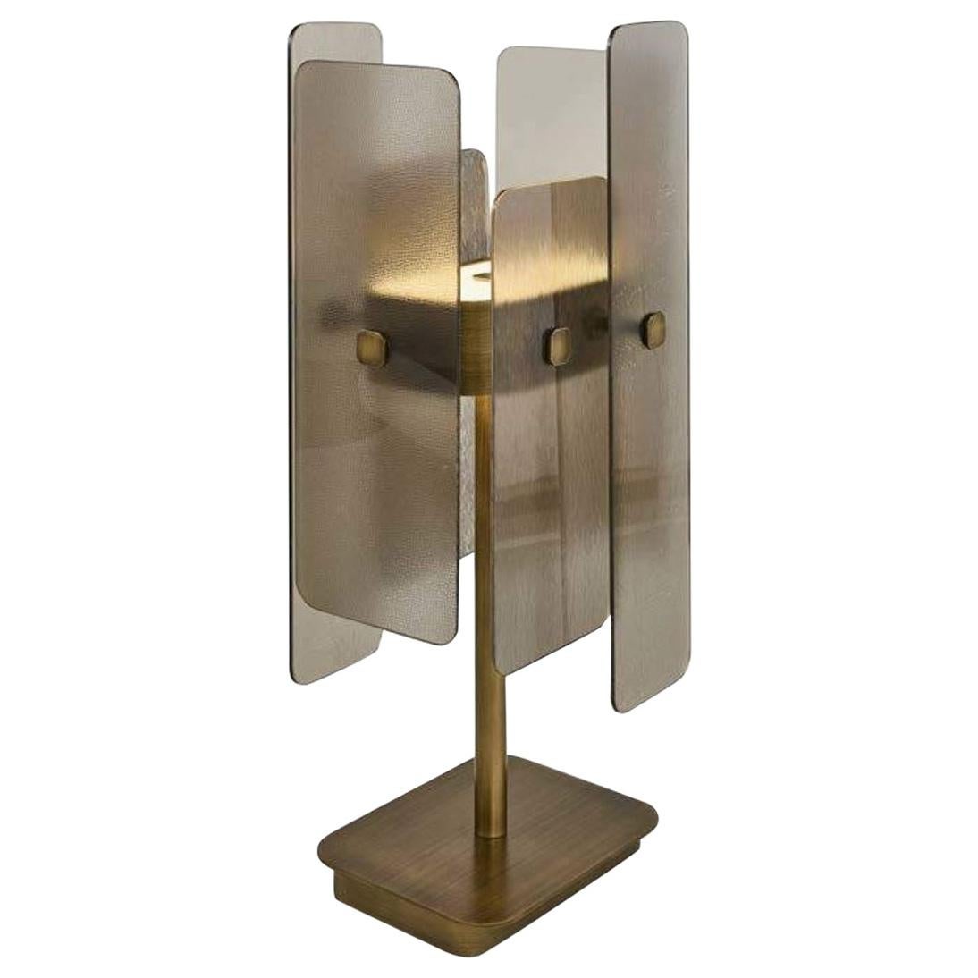 Stilvolle Tischlampe Messingrahmen Antike Bronze oder Champagner Finish D