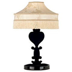 Stilvolle Tischlampe Lampenschirm Seide Schwarz Blau Rot oder Gelb Fransen Gemischte Viskose