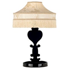 Elegante Lámpara de Mesa Pantalla Seda Negro Azul Rojo o Amarillo Flecos Mezcla Visc