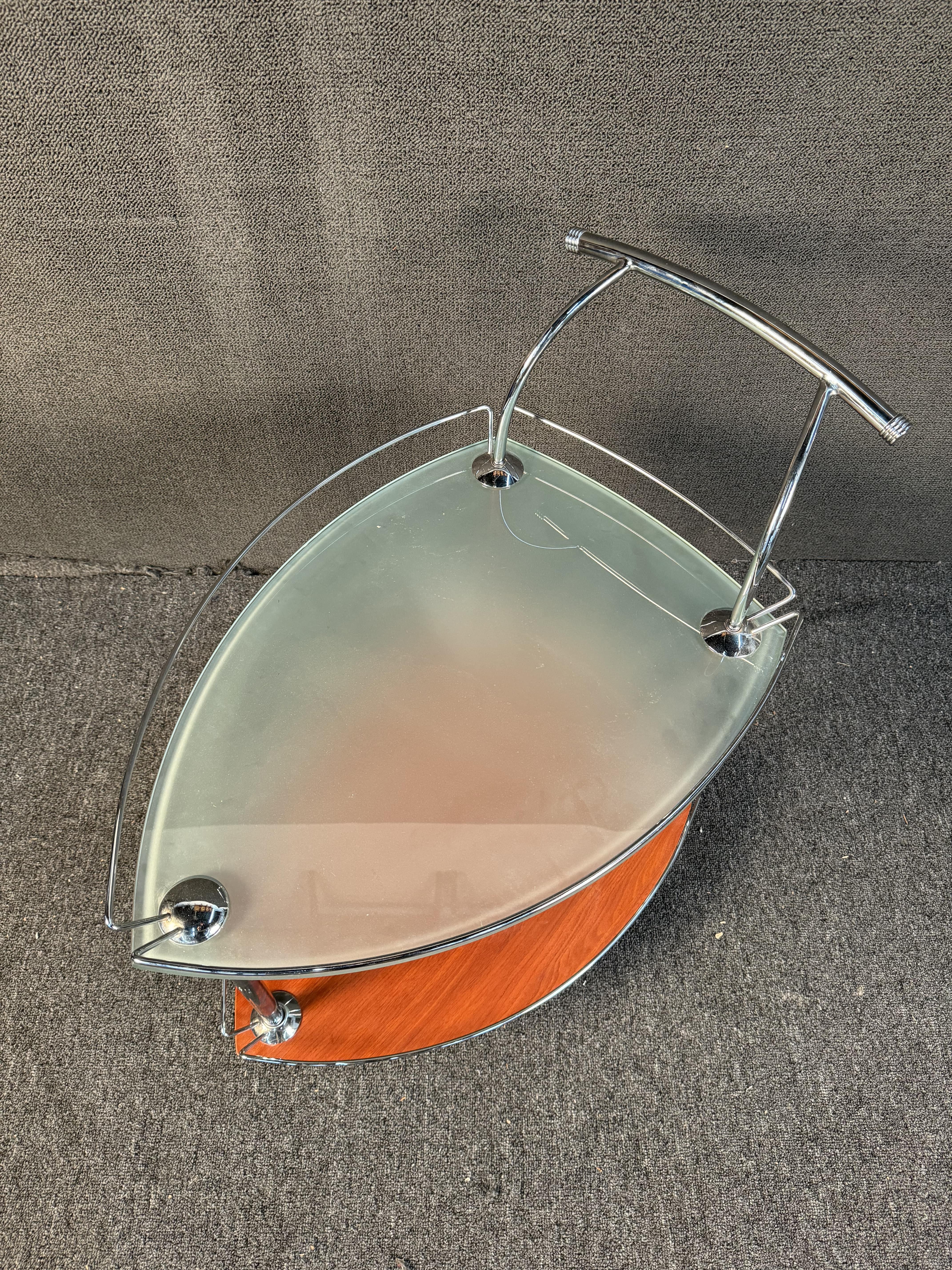 Mid-Century Modern Stylish Tempered Glass Bar Cart