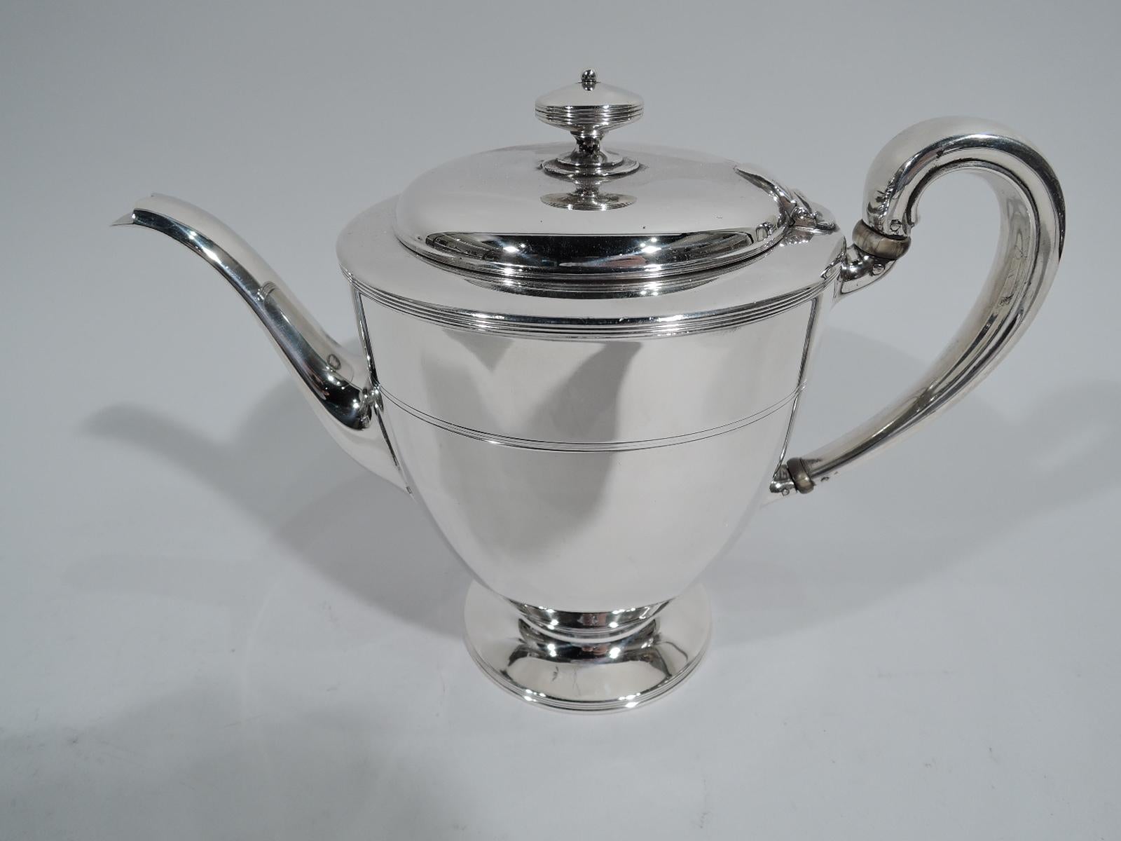 Stylish Tiffany Edwardian Modern Sterling Silver Coffee & Tea Set 1