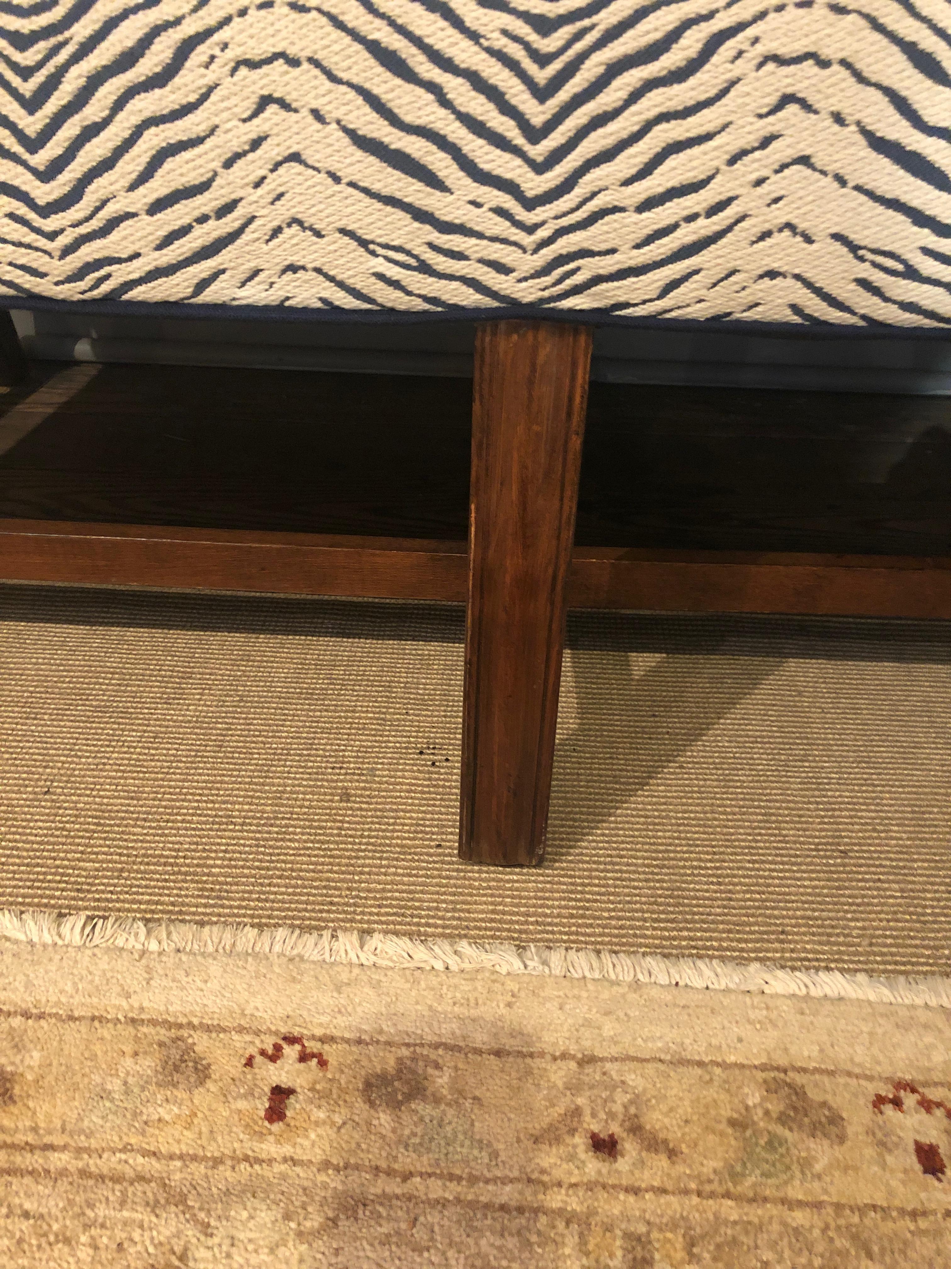 Contemporary Stylish Upholstered Camelback Loveseat with Mahogany Legs