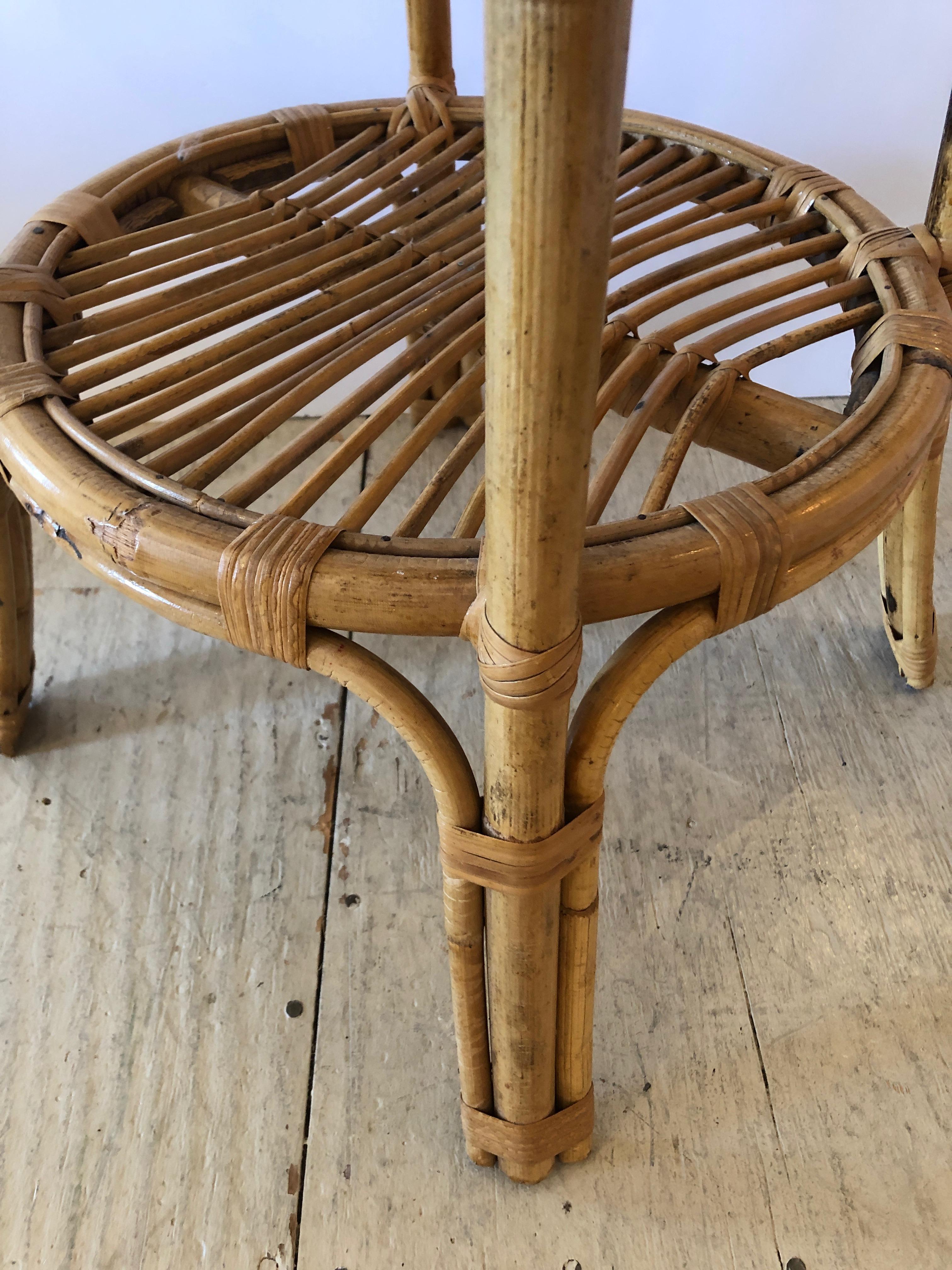 two tier rattan side table