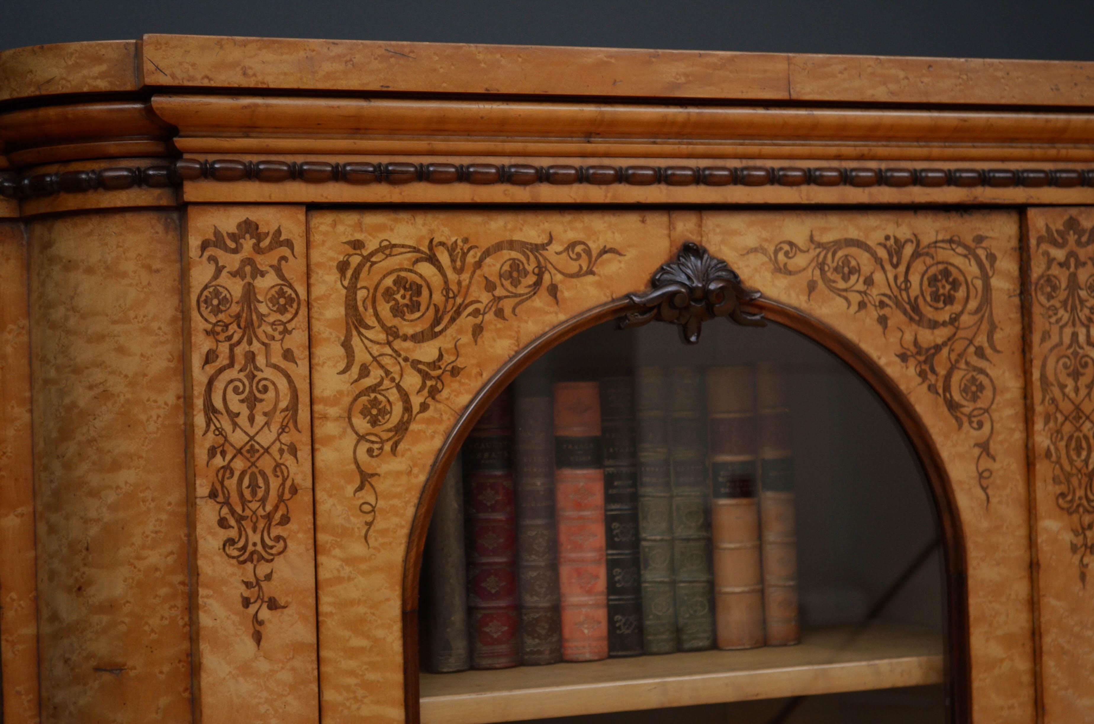 Stylish Victorian Bird's Eye Maple Bookcase / Display Cabinet 4