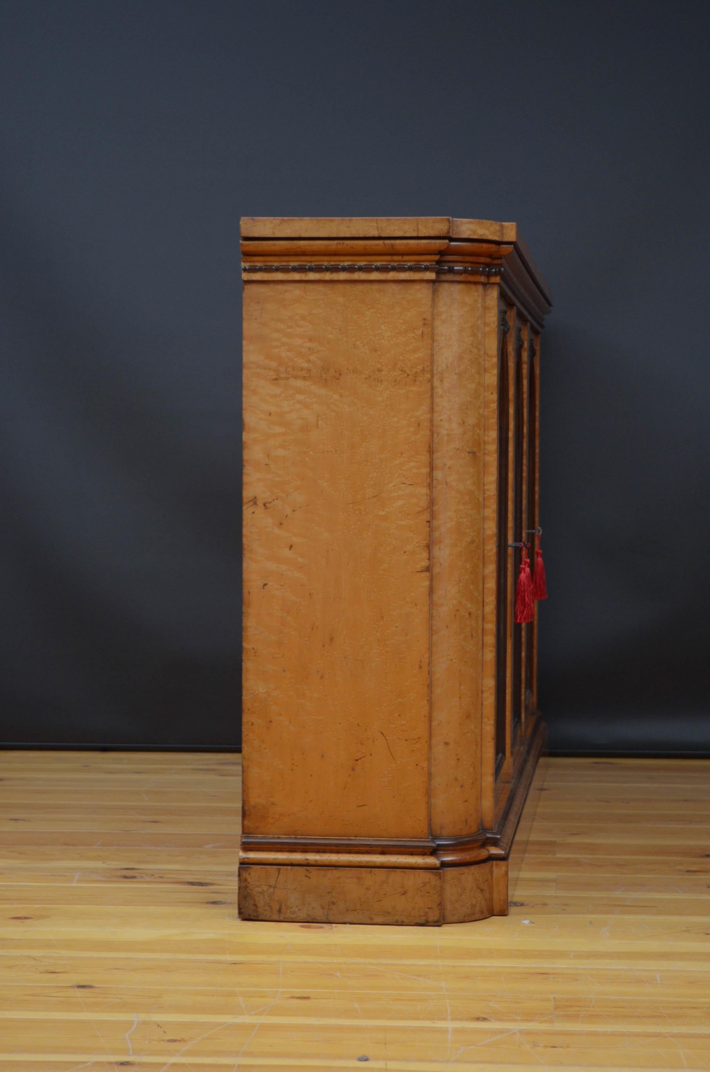 Stylish Victorian Bird's Eye Maple Bookcase / Display Cabinet 11
