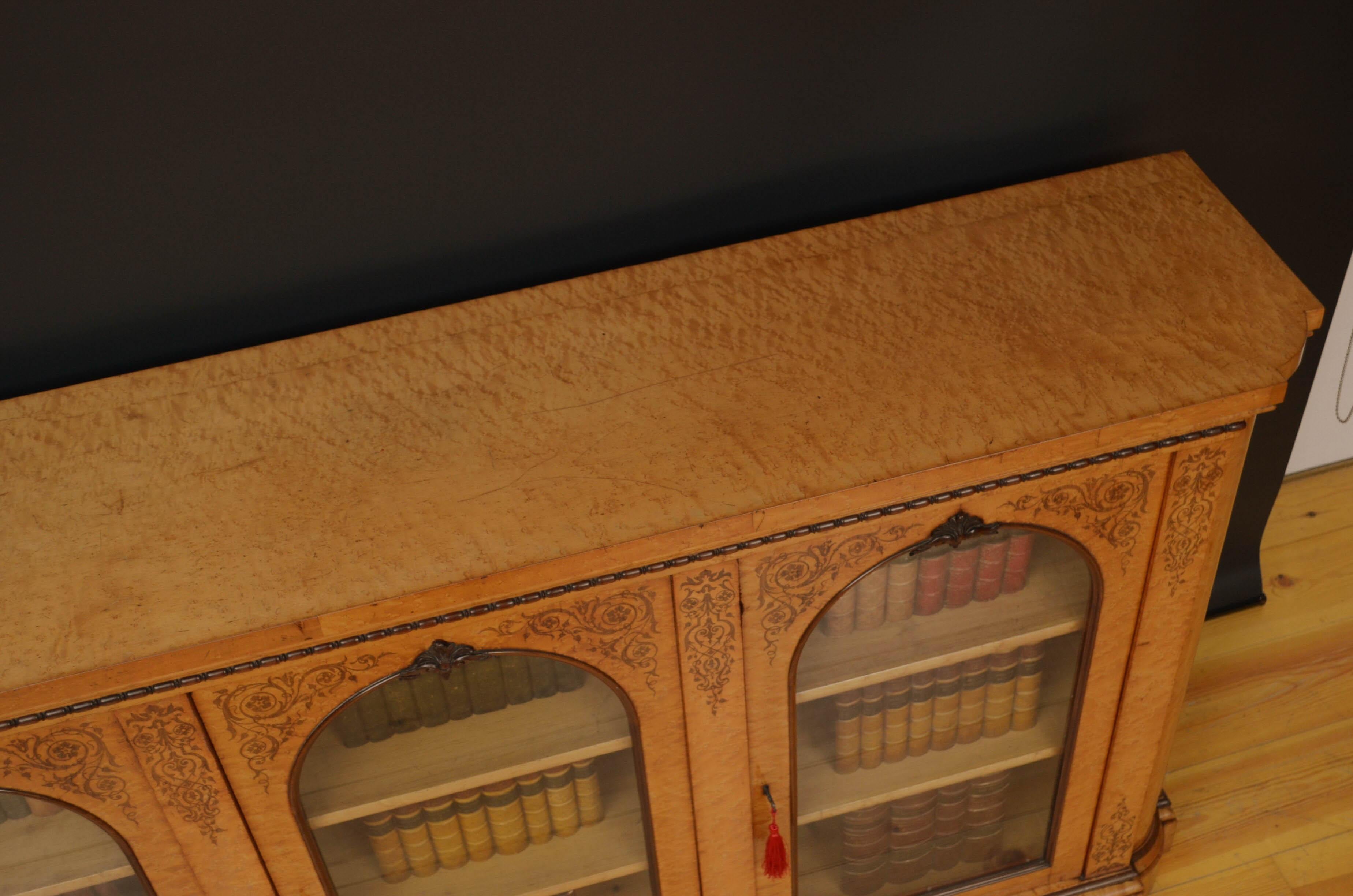 Stylish Victorian Bird's Eye Maple Bookcase / Display Cabinet 1