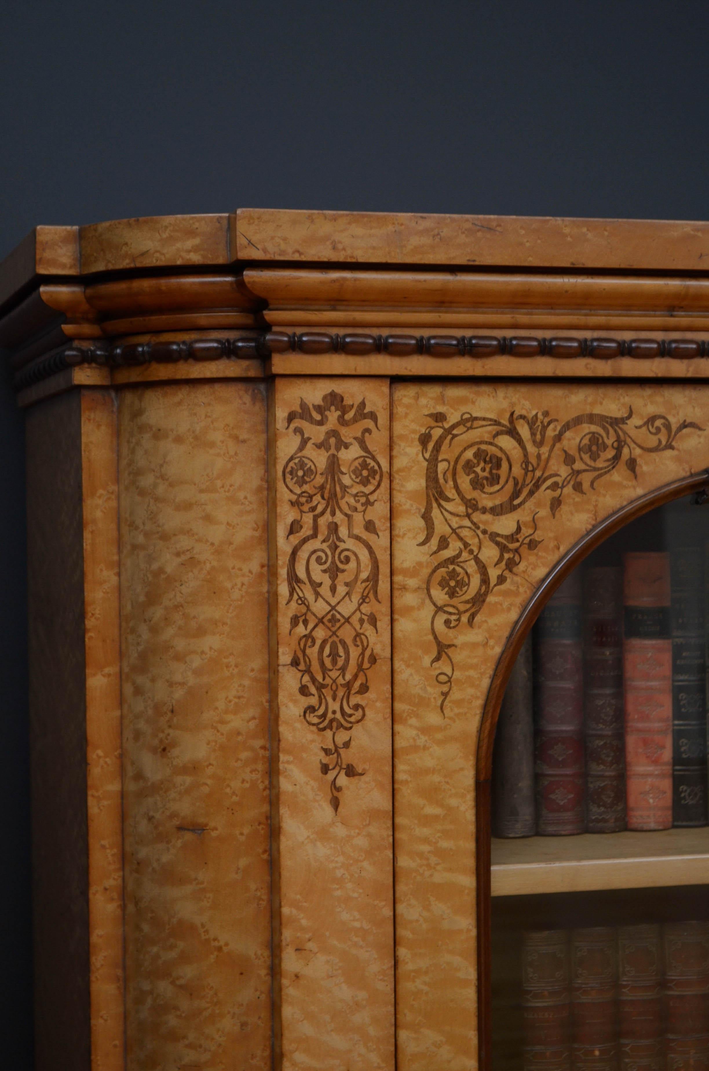 Stylish Victorian Bird's Eye Maple Bookcase / Display Cabinet 2