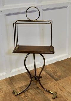 Stylish Victorian Golden Oak and Brass Revolving Magazine Rack