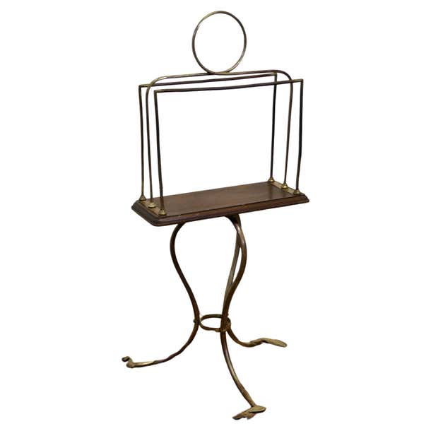 Victorian Rack Stylish Victorian Golden Oak and Brass Revolving Magazine Rack For Sale ...