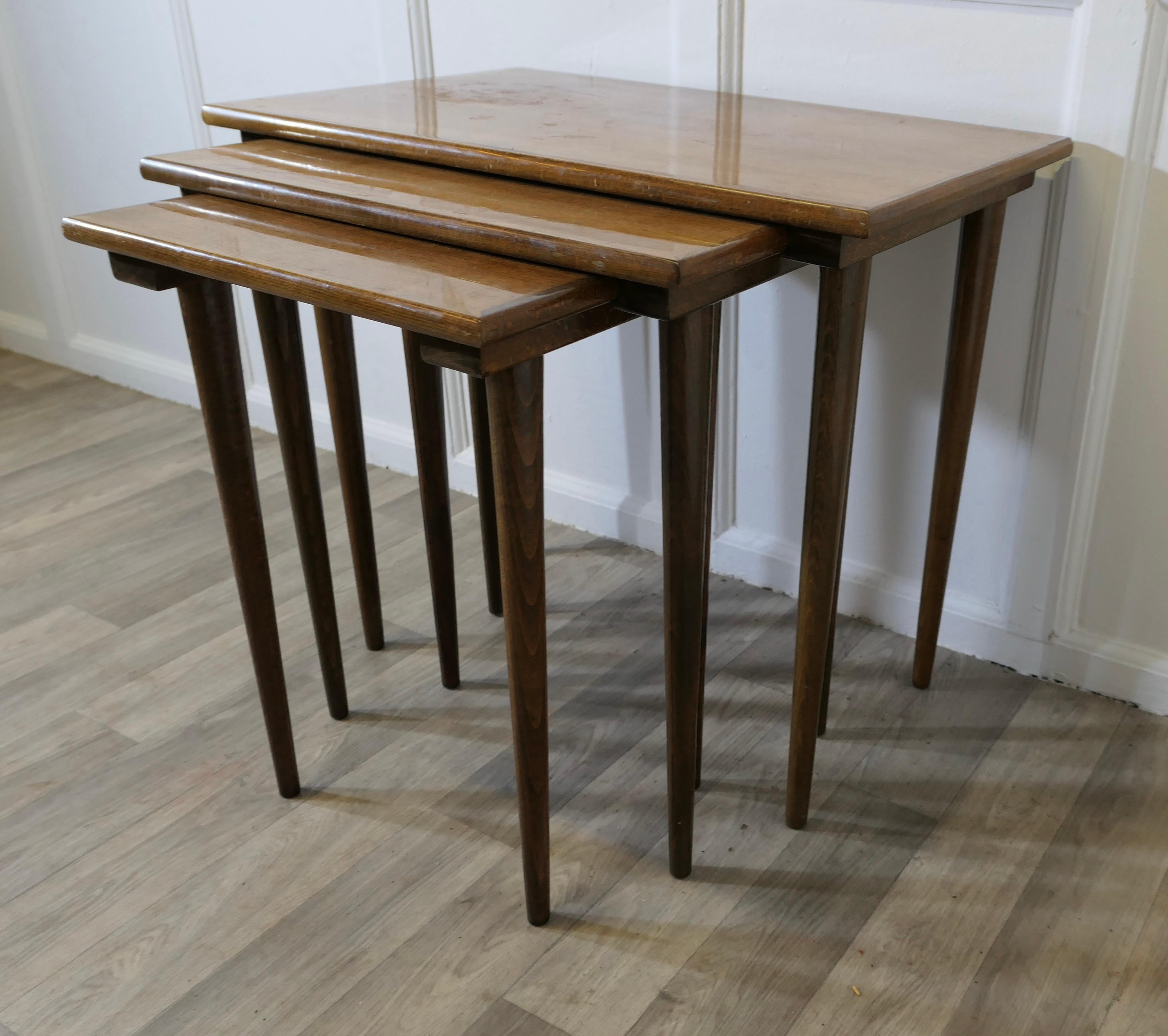 Walnut Stylish Vintage 1960s Nest Of Tables  This is a Good-looking set and beautifully For Sale