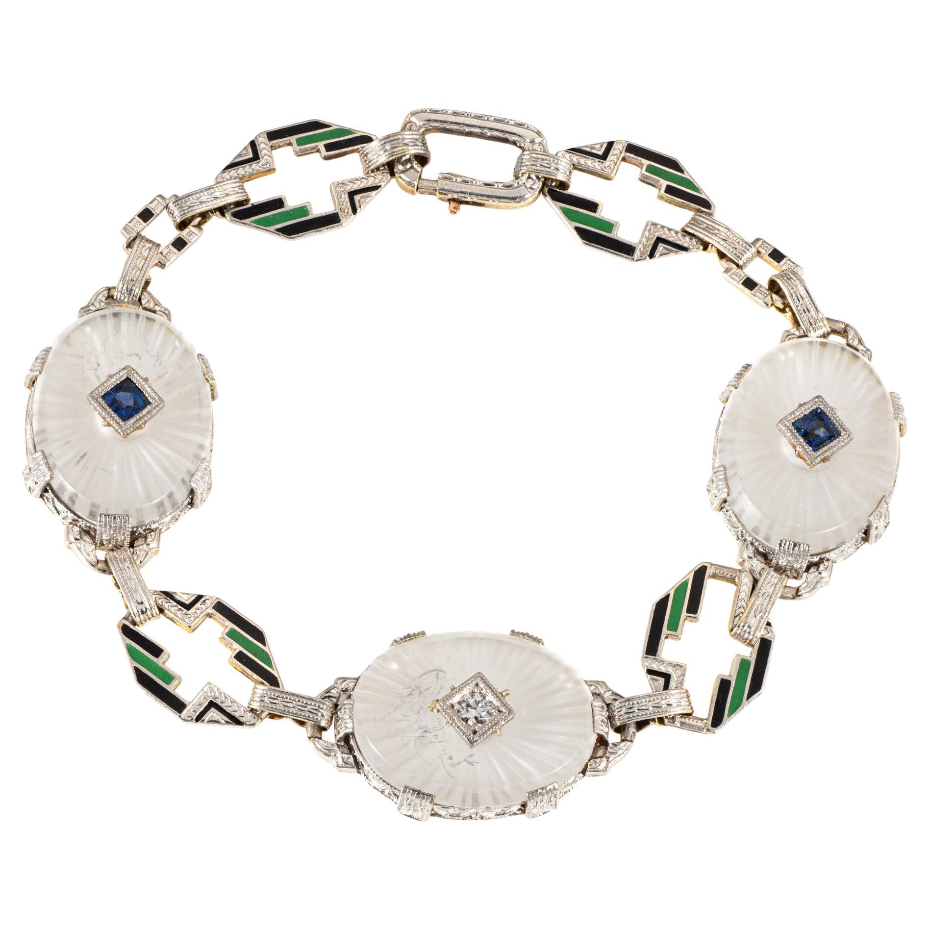 Elegante bracciale vintage intagliato di epoca Art Deco (tra gli anni '20 e gli anni '30 circa), realizzato in