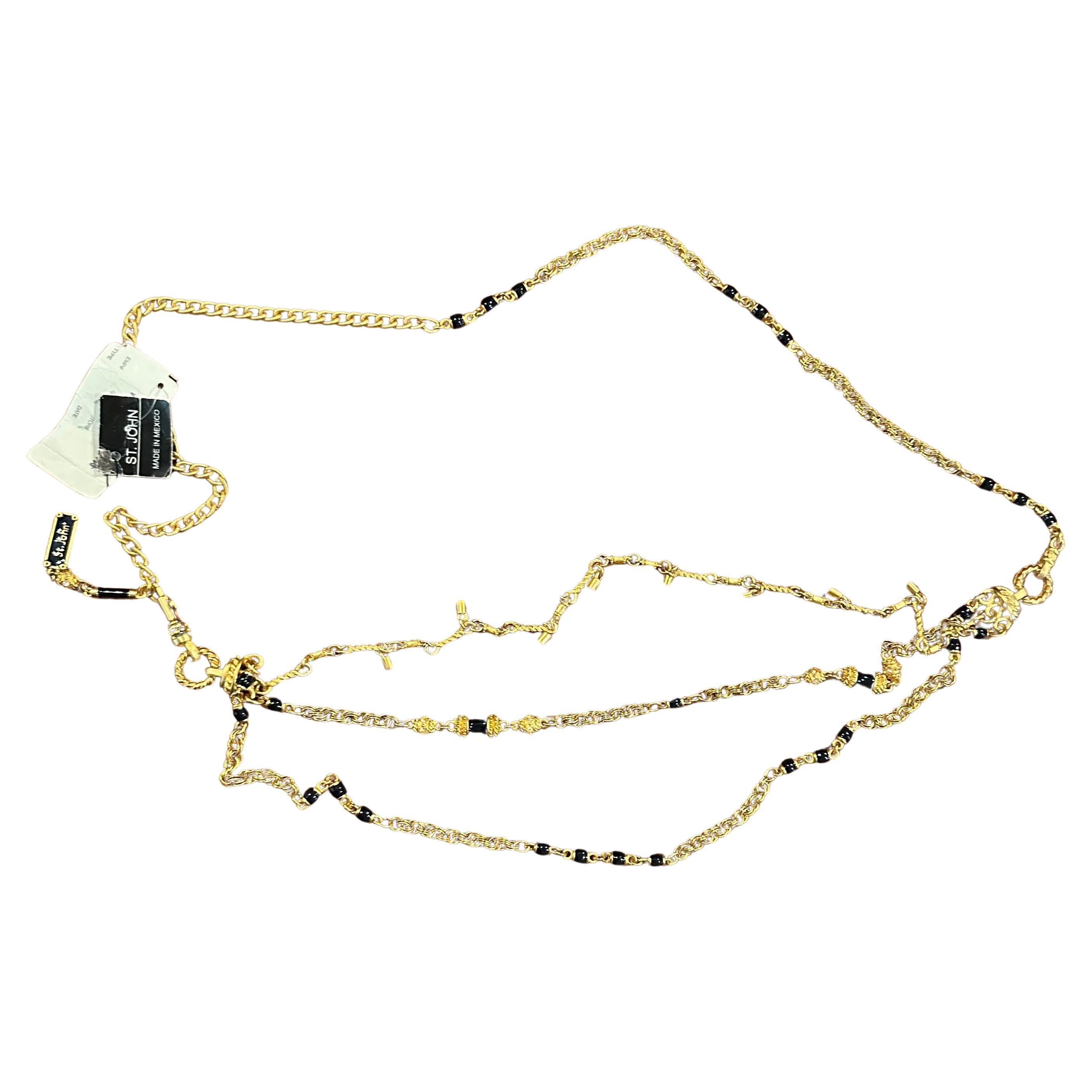 Stilvolle Vintage gebürstet Gold Triple Strand Gürtel mit Swivel Clip von St. John im Angebot 10