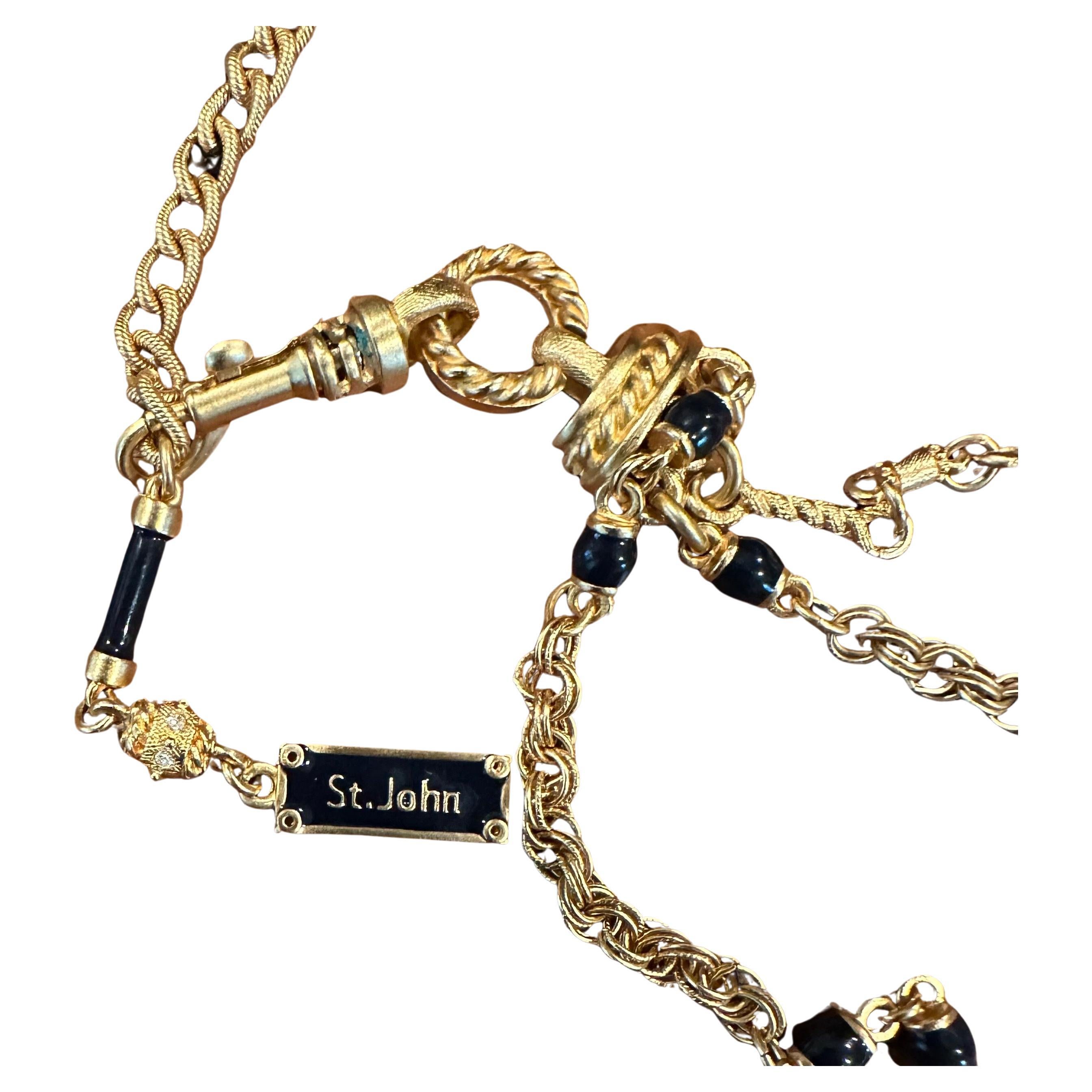 Stilvolle Vintage gebürstet Gold Triple Strand Gürtel mit Swivel Clip von St. John (Mexikanisch) im Angebot