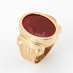 Stylish Vintage Carnelian Intaglio Ring Crafted in 14 Karat Yellow Gold