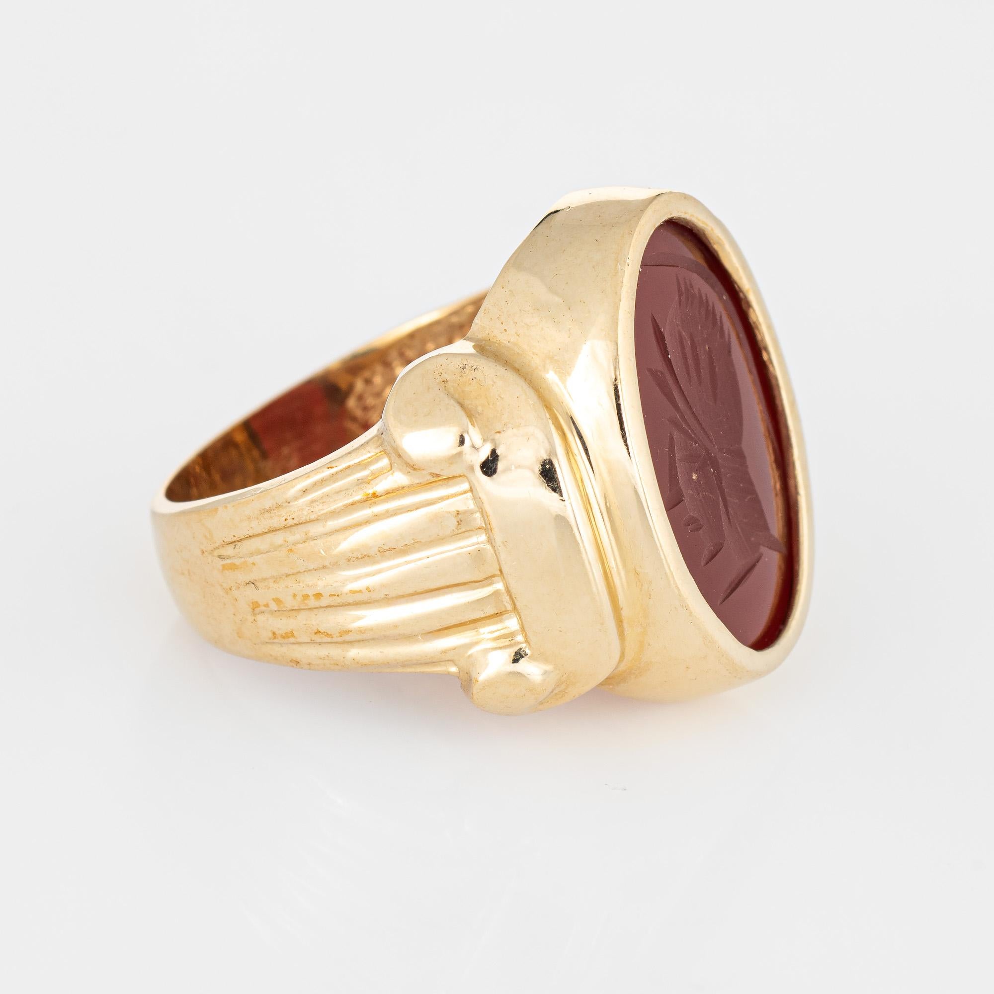 Modern Stylish Vintage Carnelian Intaglio Ring Crafted in 14 Karat Yellow Gold