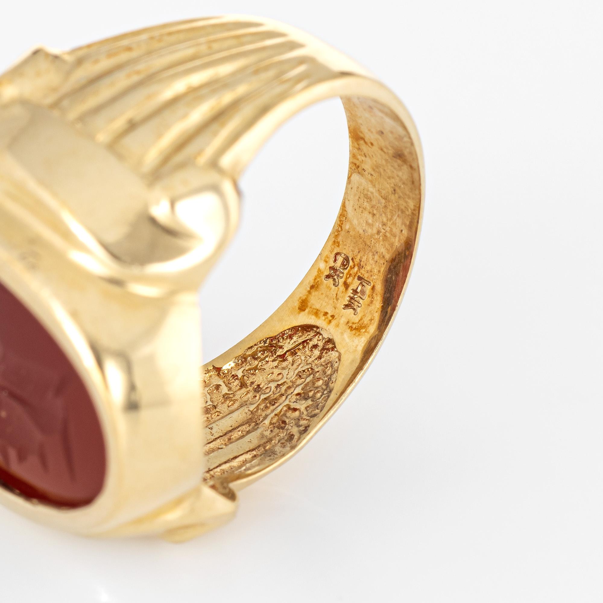 Stylish Vintage Carnelian Intaglio Ring Crafted in 14 Karat Yellow Gold 1