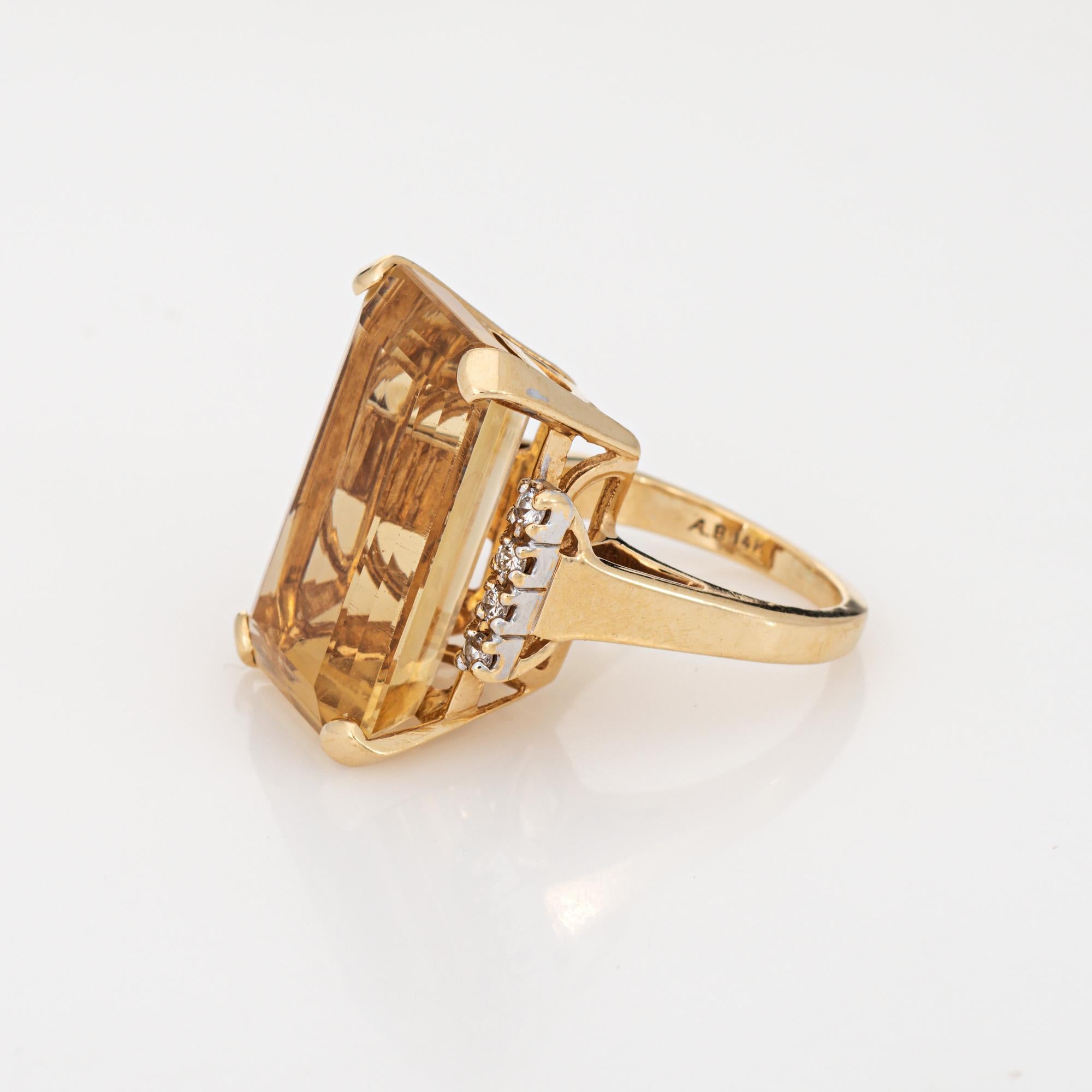 Modern Stylish vintage citrine & diamond cocktail ring (circa 1960s to 1970s) crafted i For Sale