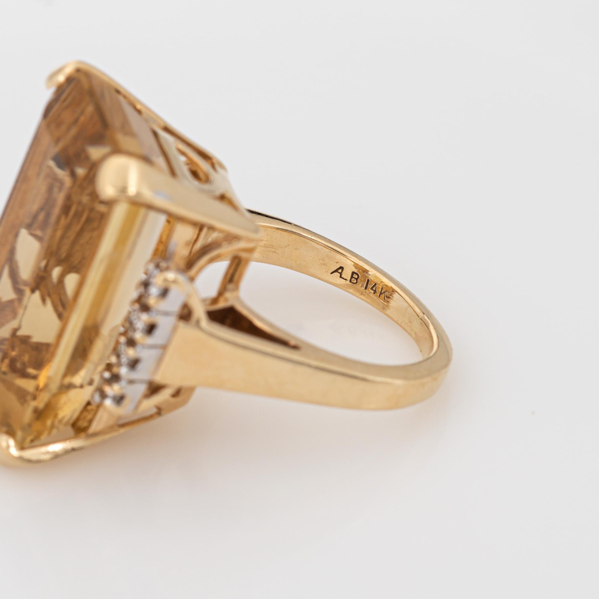 Stylish vintage citrine & diamond cocktail ring (circa 1960s to 1970s) crafted i For Sale 1