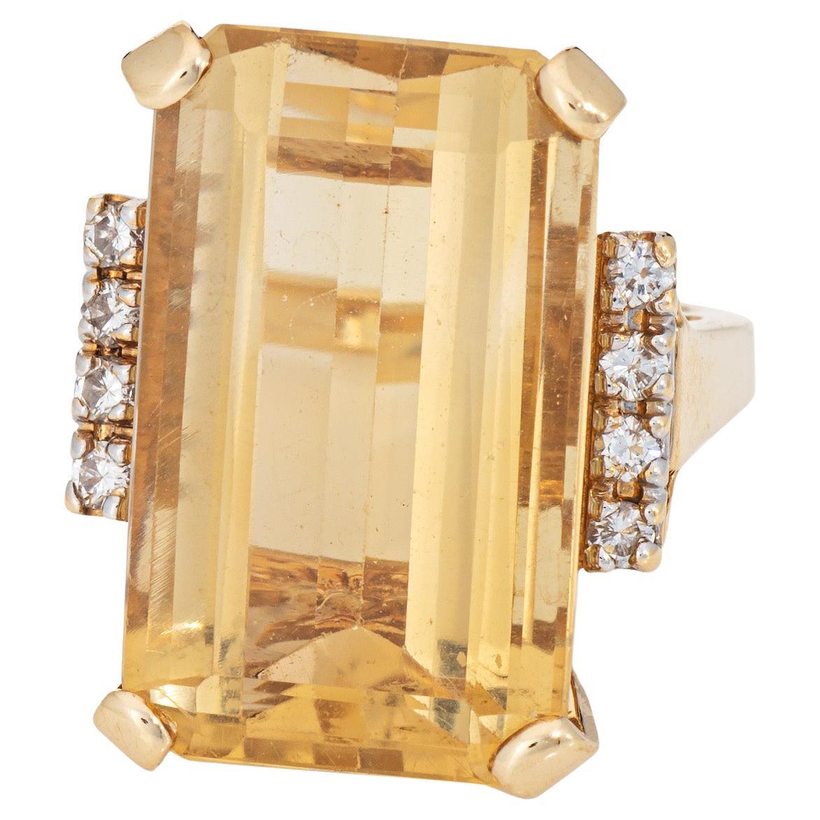 Elegante anello cocktail d'epoca con citrino e diamanti (circa anni '60-'70), realizzato in