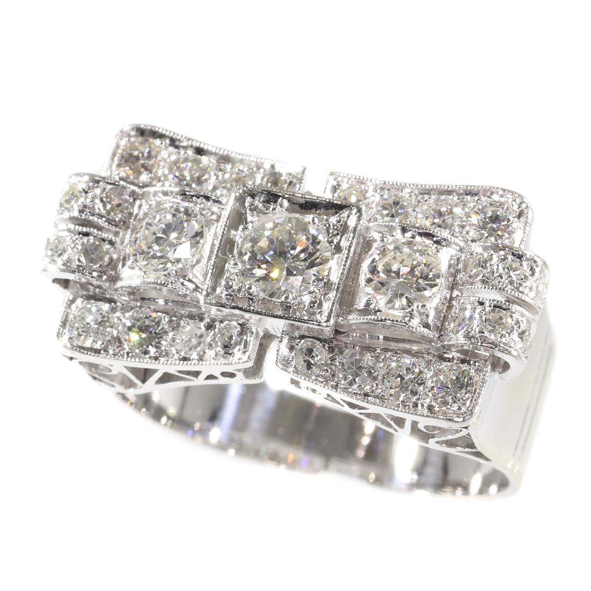 Retro Stylish Vintage 1950s Diamond Bow Ring, 1950s