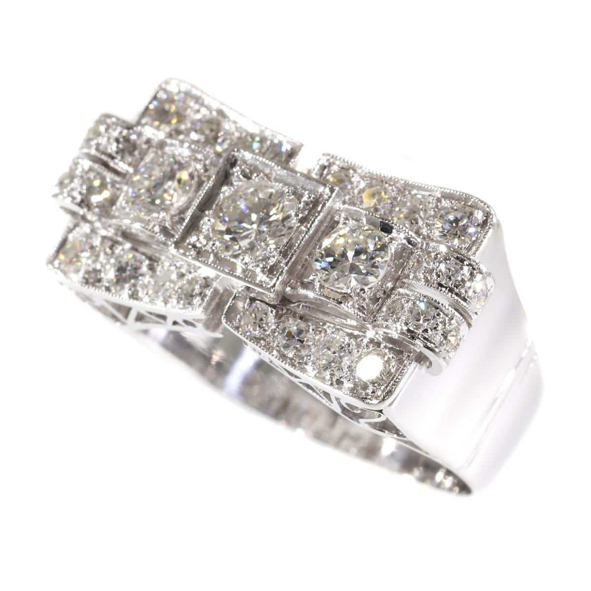 Women's Stylish Vintage 1950s Diamond Bow Ring, 1950s