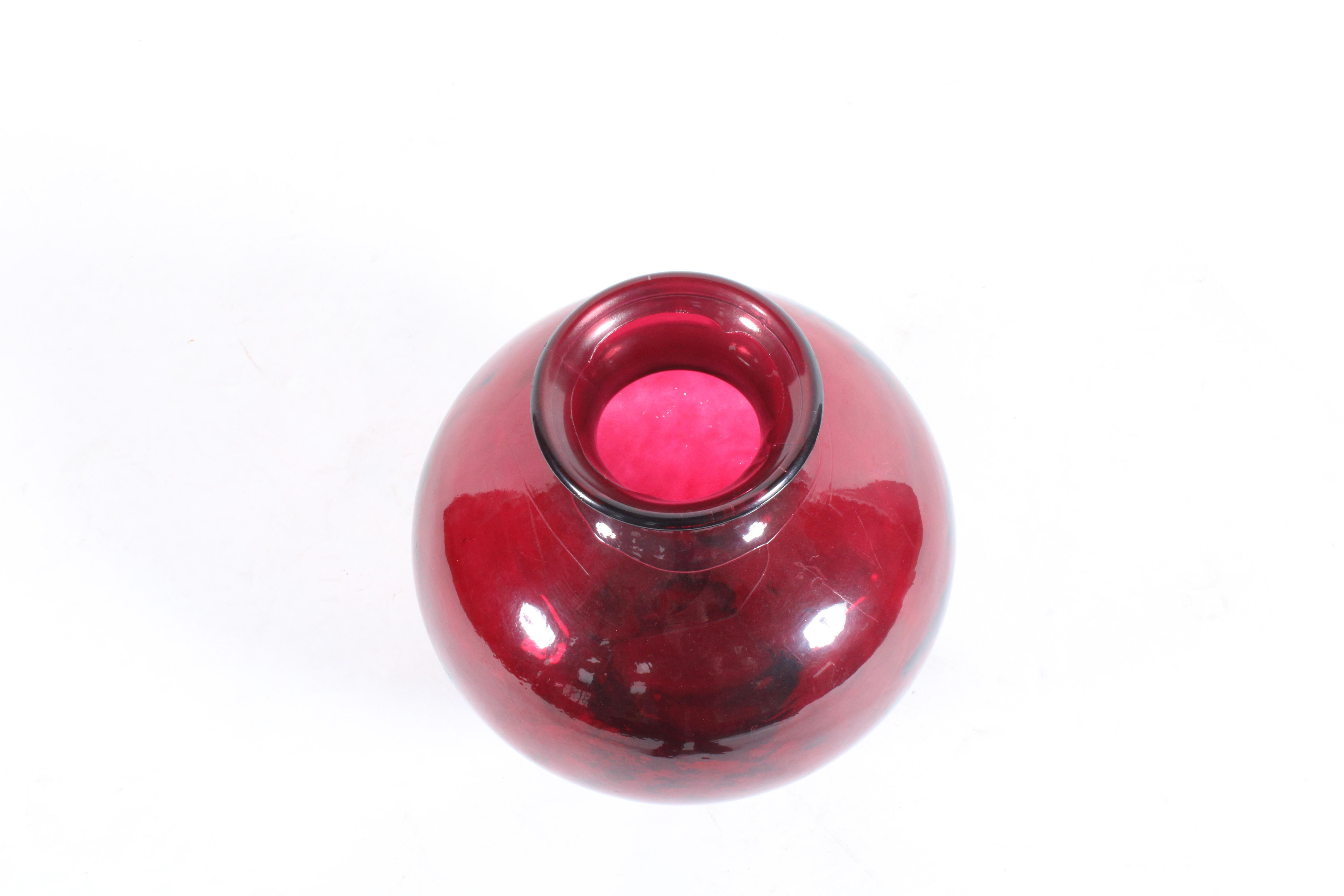 Mid-20th Century Stylish Vintage French Ruby Red Glass Vase For Sale