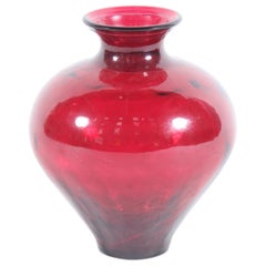 Stylish Vintage French Ruby Red Glass Vase