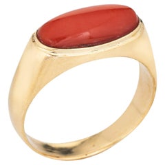 Stylish Vintage Mediterranean Coral Ring 'circa 1970s to 1980s' Crafted in 14 Ka