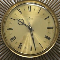Stylish Vintage Midcentury Junghans Sunburst Starburst Brass Wall Clock Ato-Mat