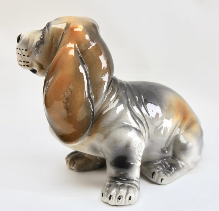 Stylish Vintage Painted Terracotta Basset Hound Fabricated in Italy ...