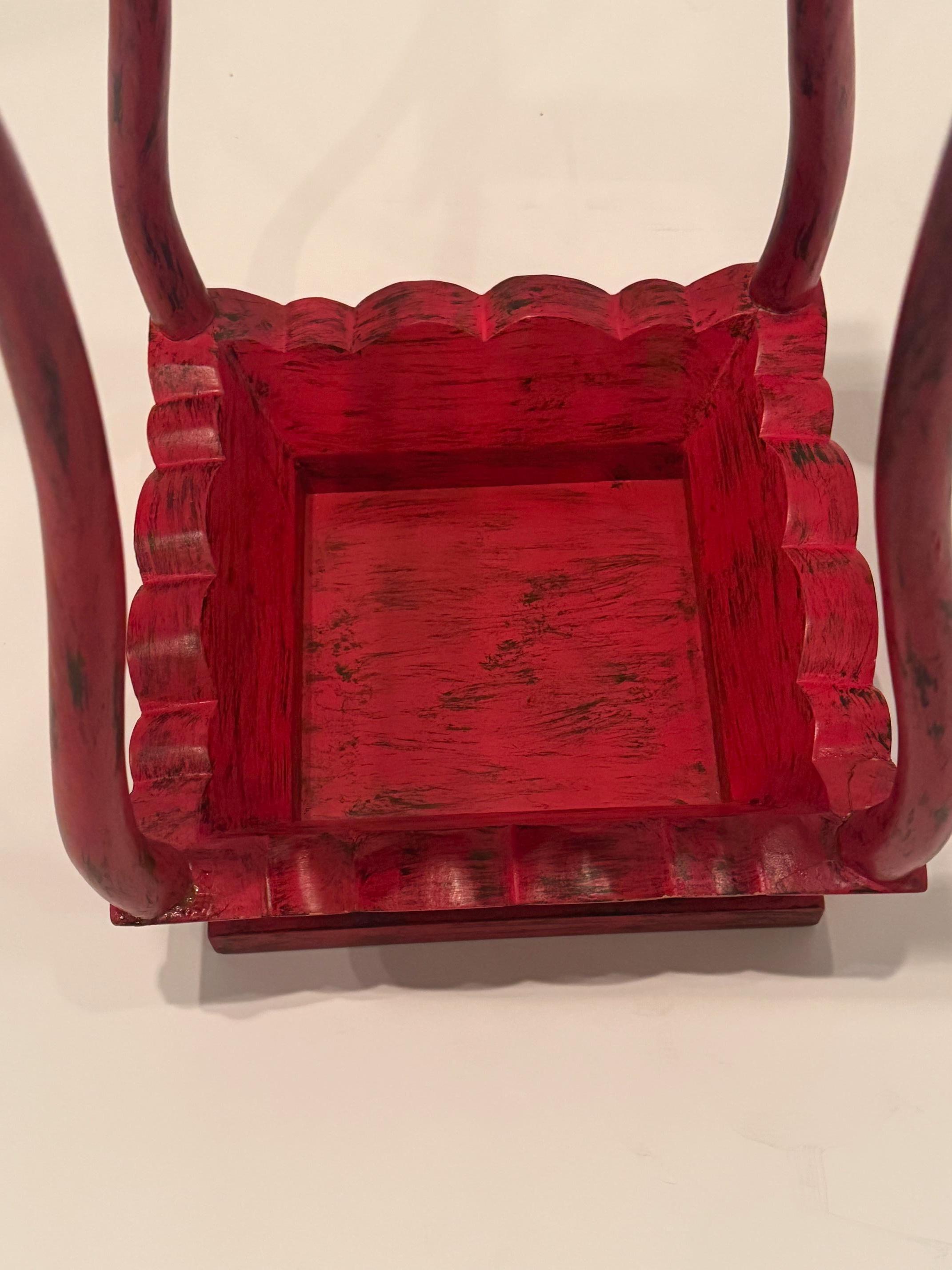 Chinese Stylish Vintage Red Lacquer Square Side Table For Sale